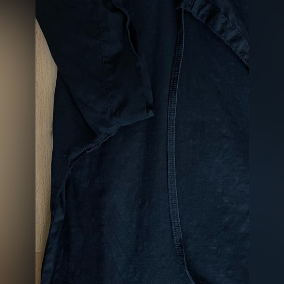 Theory Slit Front Linen Blend Shift Dress - Mini, Black - Size 4 - Picture 7 of 13